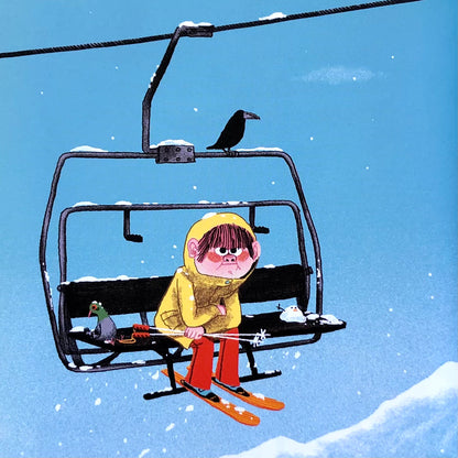 Chien pourri fait du ski